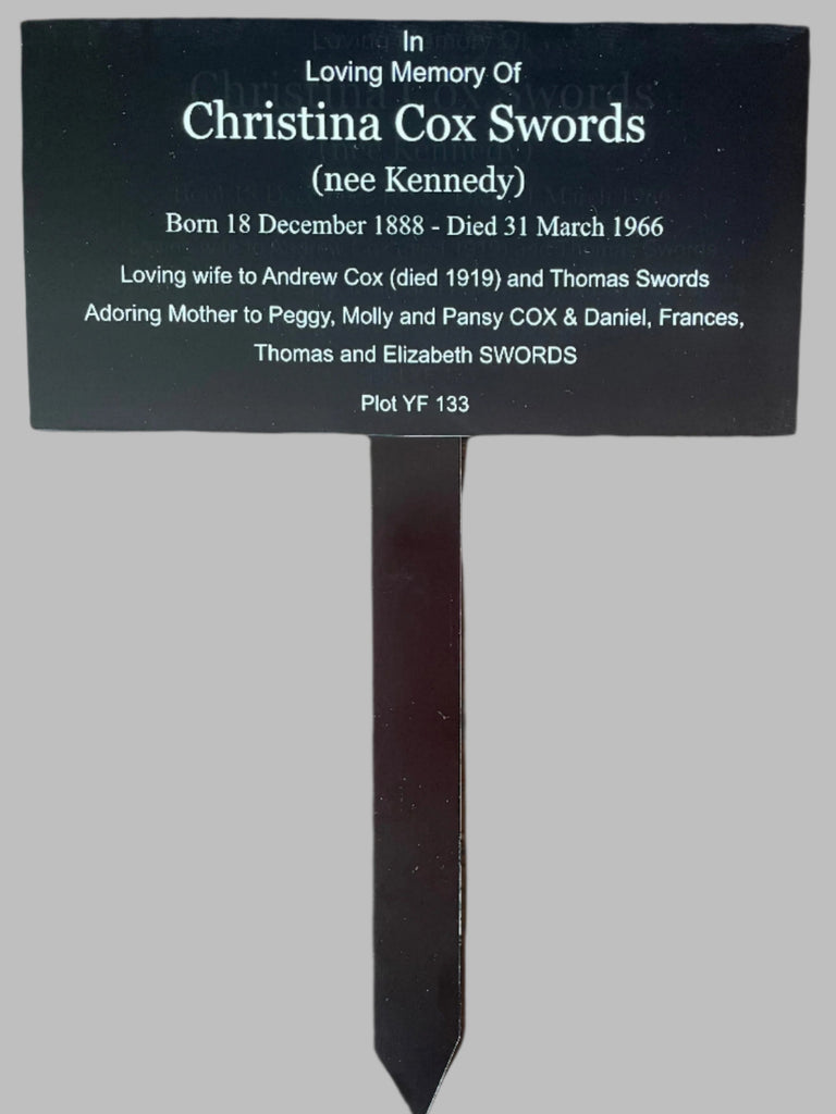Memorial - Garden Stake (Durablack) Rectangle