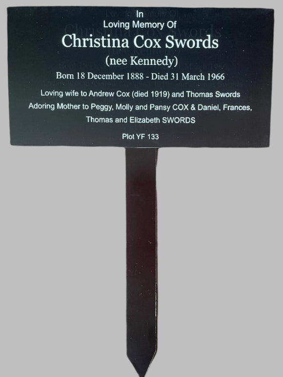 Memorial - Garden Stake (Durablack) Rectangle