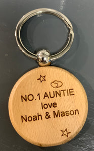 Keyring Maple Wood personalised engraved Gift idea for him or her