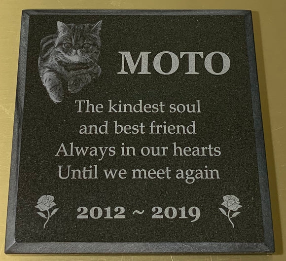 Pet Memorial Photo Plaque Square (Granite) personalised custom engraved 150mm square