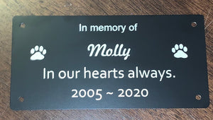 Pet Memorial Plaque personalised (Durablack)