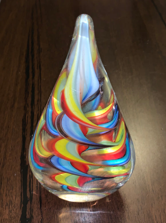Rainbow coloured Drop Statue Glass Art Sculpture