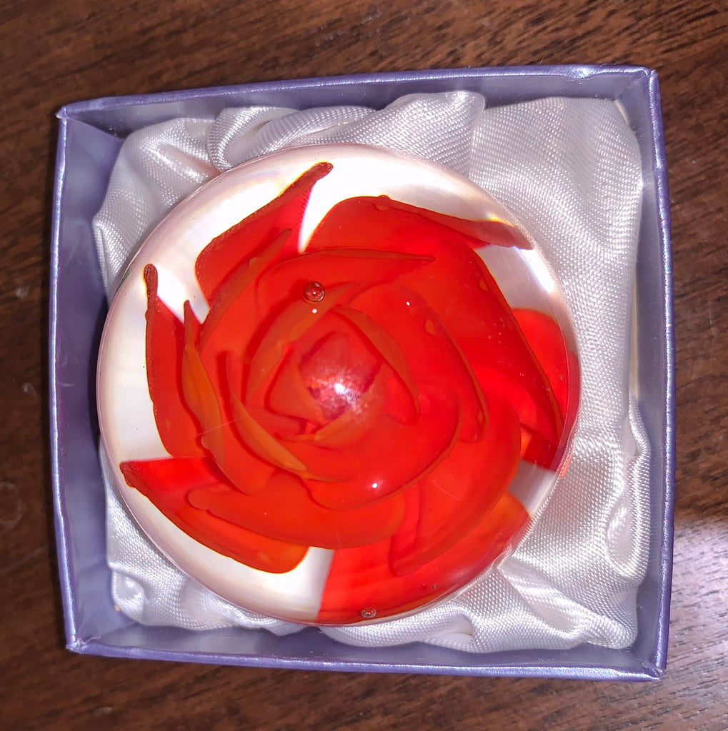 Rose Glass Paperweight Gift for Mum Unique birthday or anniversary gift