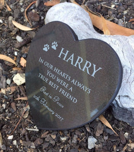 Pet Memorial Granite Heart Plaque personalised