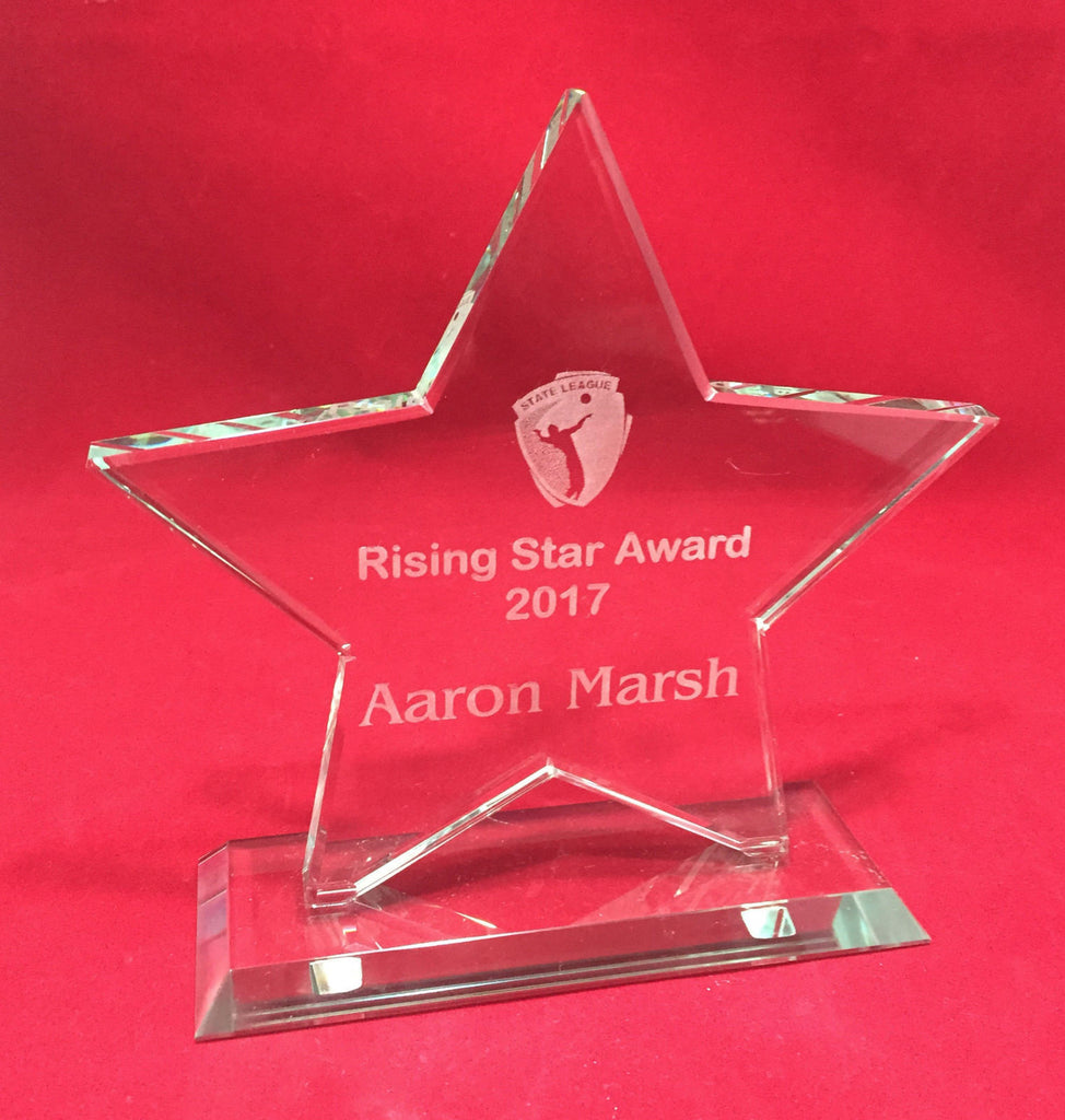 Glass Star Trophy Standing Star Glass Award Sports or Achievement Award