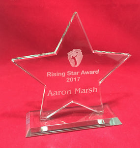 Glass Star Trophy Standing Star Glass Award Sports or Achievement Award