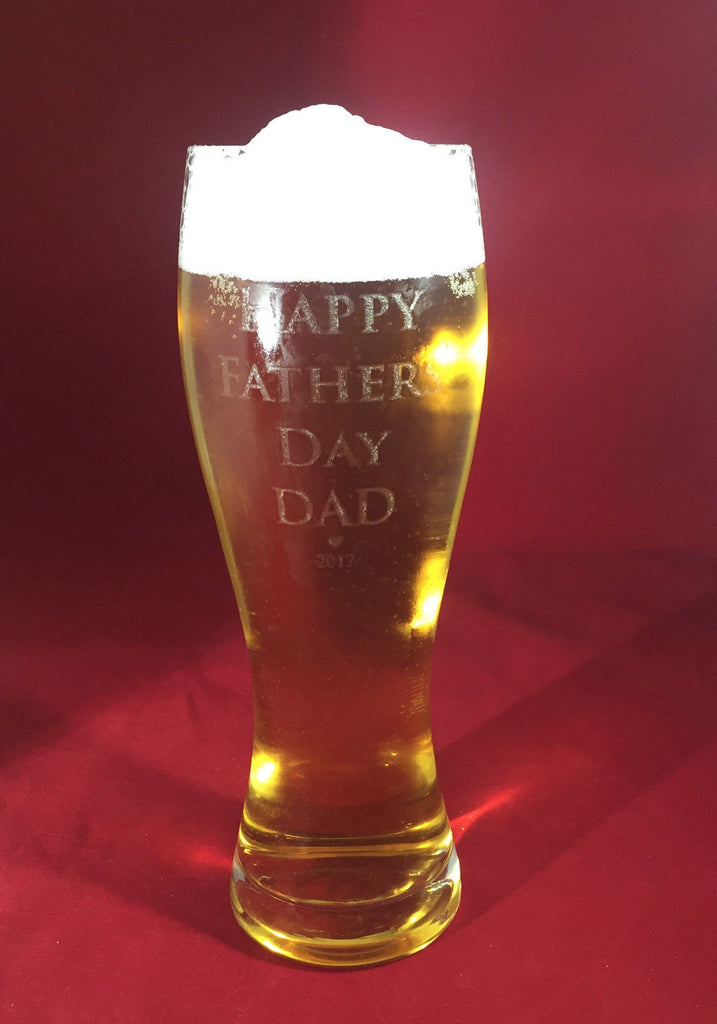 Beer Mug Engraved Large 600ml or Pilsner 700ml Fathers Day Gift