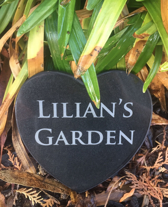 Granite Heart Garden Marker Plaque personalised