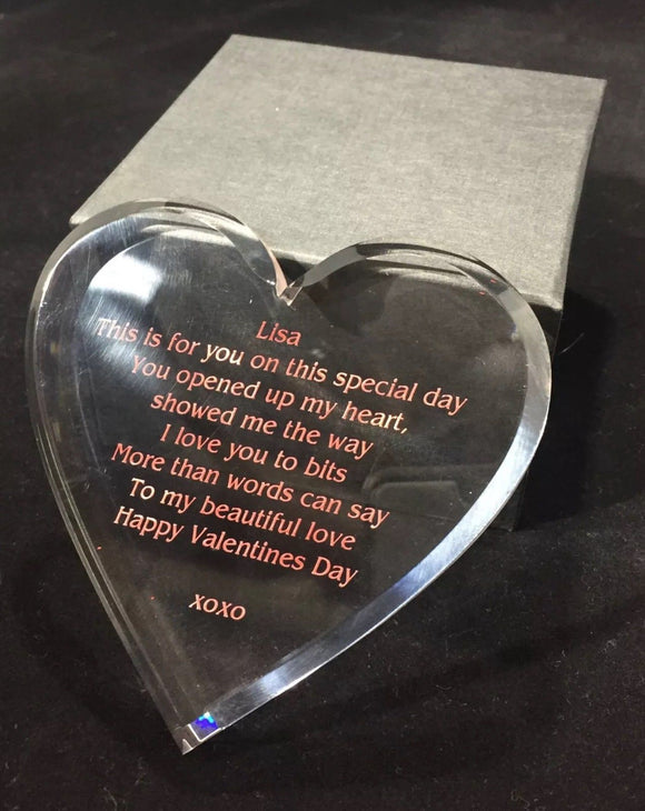 Heart Acrylic Engraved Gift for Him or Her