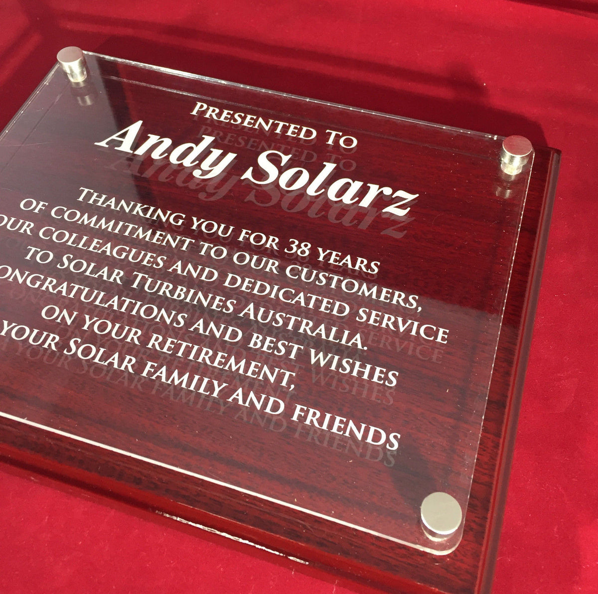 Timber Plaque with Acrylic mount Custom Engraved for Corporate awards ...